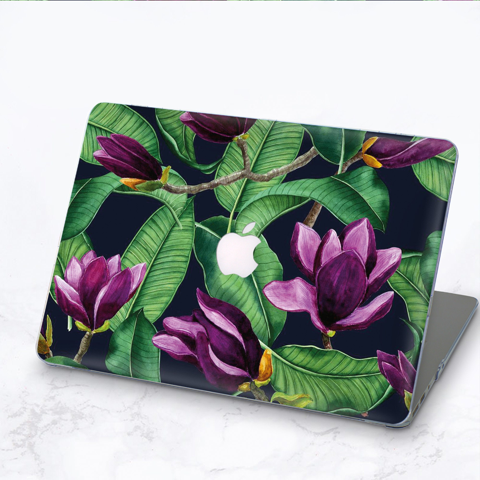Purple Floral Macbook Pro 14 Case Magnolia Macbook Air 13 Case Etsy