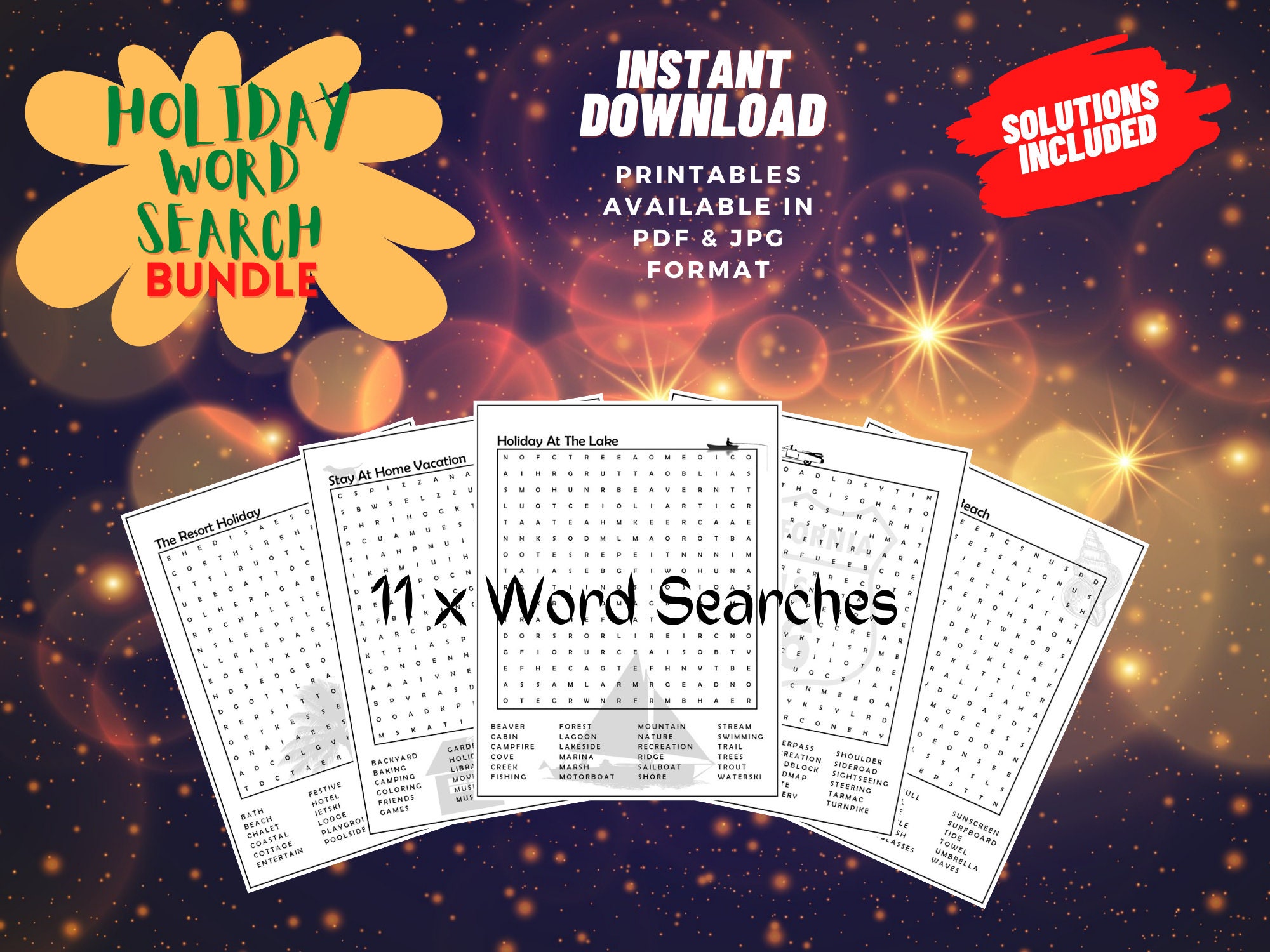 Holiday Word Search Bundle Word Search puzzles for kids or | Etsy