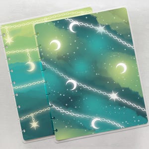 Moon and Stars Planner Covers fits Disc Bound Planner Cover | Sizes: Mini, Classic, Big, or Half Letter / Junior | Handmade