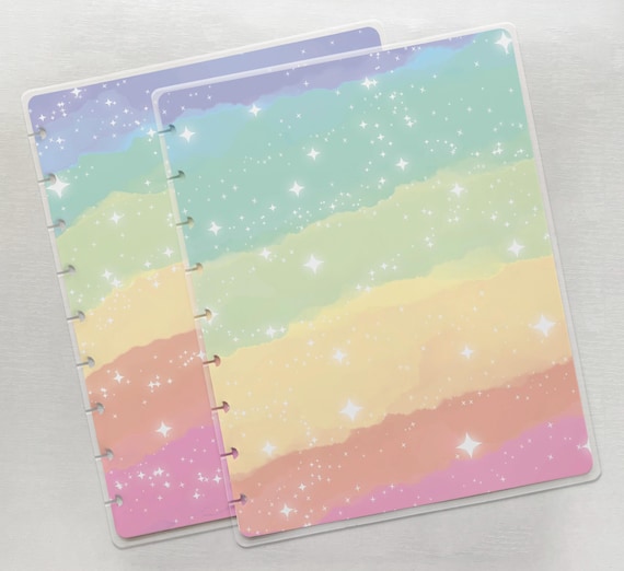 Starry Rainbow Planner Covers | Sizes: Mini, Classic, Big, Junior (Half Letter) | Handmade for Discbound Planner Covers