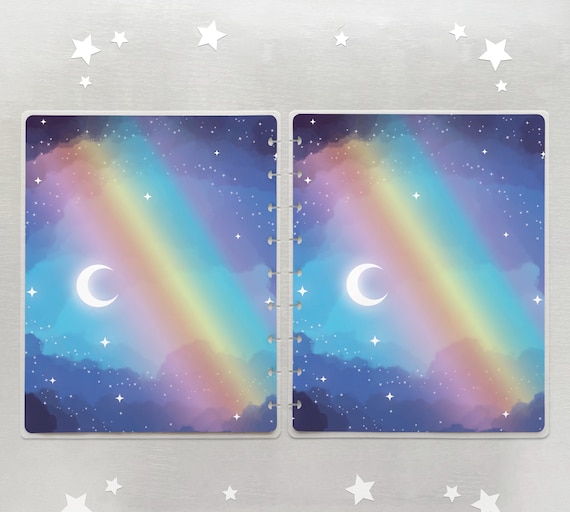Celestial Rainbow Planner Covers fits Disc Bound Planner Cover | Sizes: Mini, Classic, Big, or Half Letter / Junior | Handmade