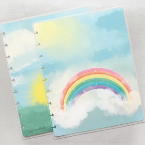 Rainbow Disc Bound Planner Covers: Laminated Cover, Handmade