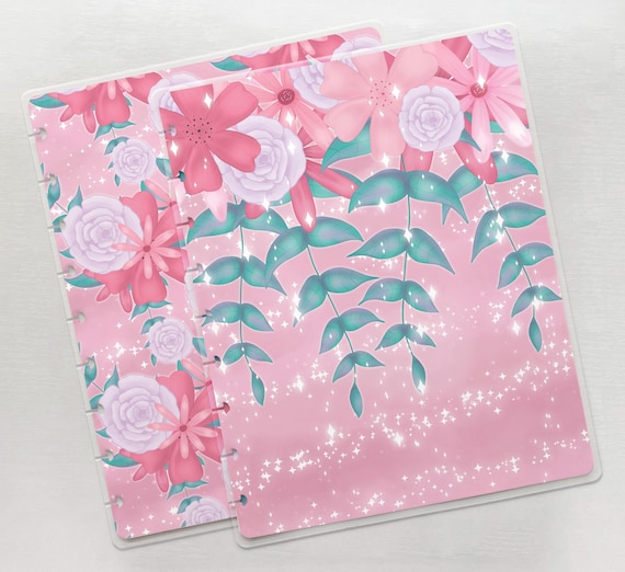 Pink Flowers Planner Covers | Sizes: Mini, Classic, Big, Junior (Half Letter) | Handmade for Discbound Planner Covers