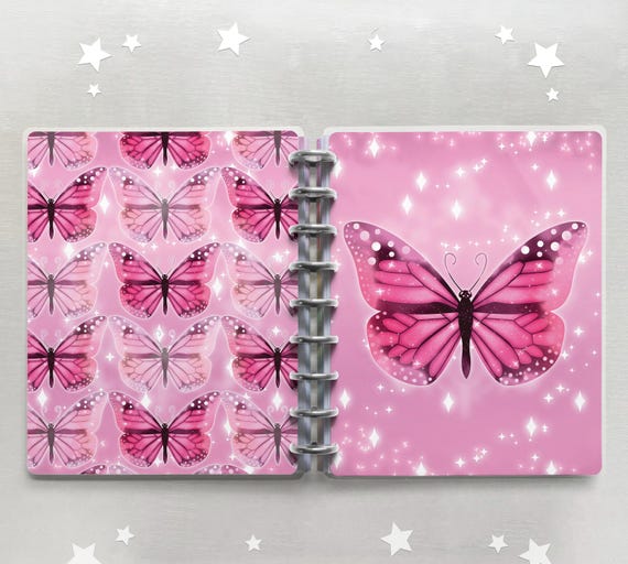 Pink Butterfly Planner Covers for Discbound Planner | Fits HP Mini, HP Classic, HP Big, or Half Letter/Junior | Handmade