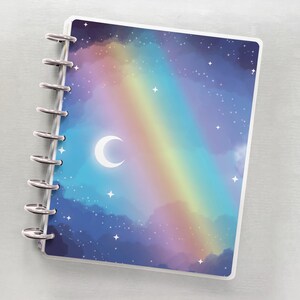Celestial Rainbow Planner Covers: Disc Bound, Laminated Cover