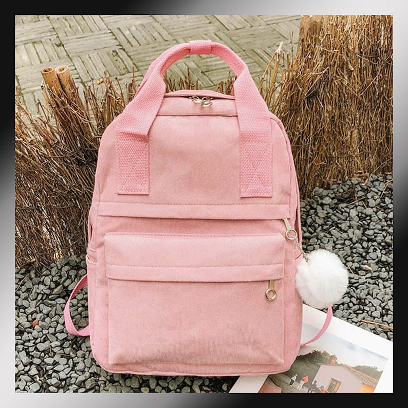 Preppy Style Soft Fabric Backpack Female Corduroy Backpack | Etsy