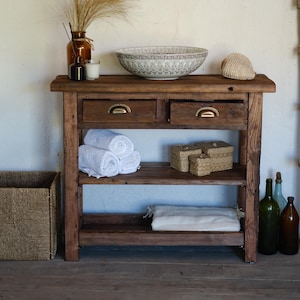 Handmade Rustic Barnwood Bathroom Vanity with Reclaimed Wood, Custom Wooden Bathroom Vanity Sink, Handcrafted Single Sink Vanity, Great Gift