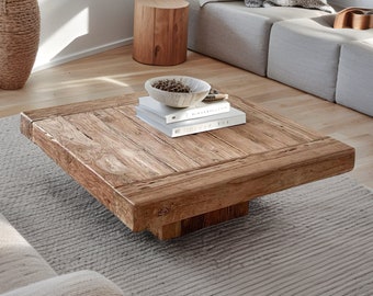 Rustikaler Holz Couchtisch für Wohnzimmer, Handgemachter Mid Century Live Edge Tisch Braun Bauernhaus Einzigartige Massive Moderne Beistelltische