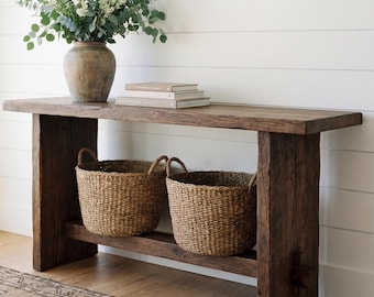 Console Table, Unique Rustic/Reclaimed Wood, Custom Farmhouse Hallway Sofa Entrway Wooden Solid Foyer Dresser Entry Table Gift for Women/Her