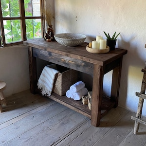 Handcrafted Rustic Barnwood Bathroom Vanity with Reclaimed Wood, Custom Wooden Bathroom Vanity Sink, Handmade Single Sink Vanity, Great Gift