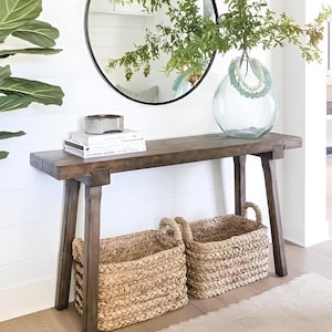 Console/sofa/Entrway table Rustic custom reclaimed Wood/Wooden/Solid/Live edge/slab luxury end/side/foyer/entry/kitchen/coffee/sehpa/ table