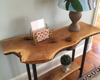 Console/sofa/Entrway table Rustic custom reclaimed Wood/Wooden/Solid/Live edge/slab luxury end/side/foyer/entry/kitchen/coffee/sehpa/ table