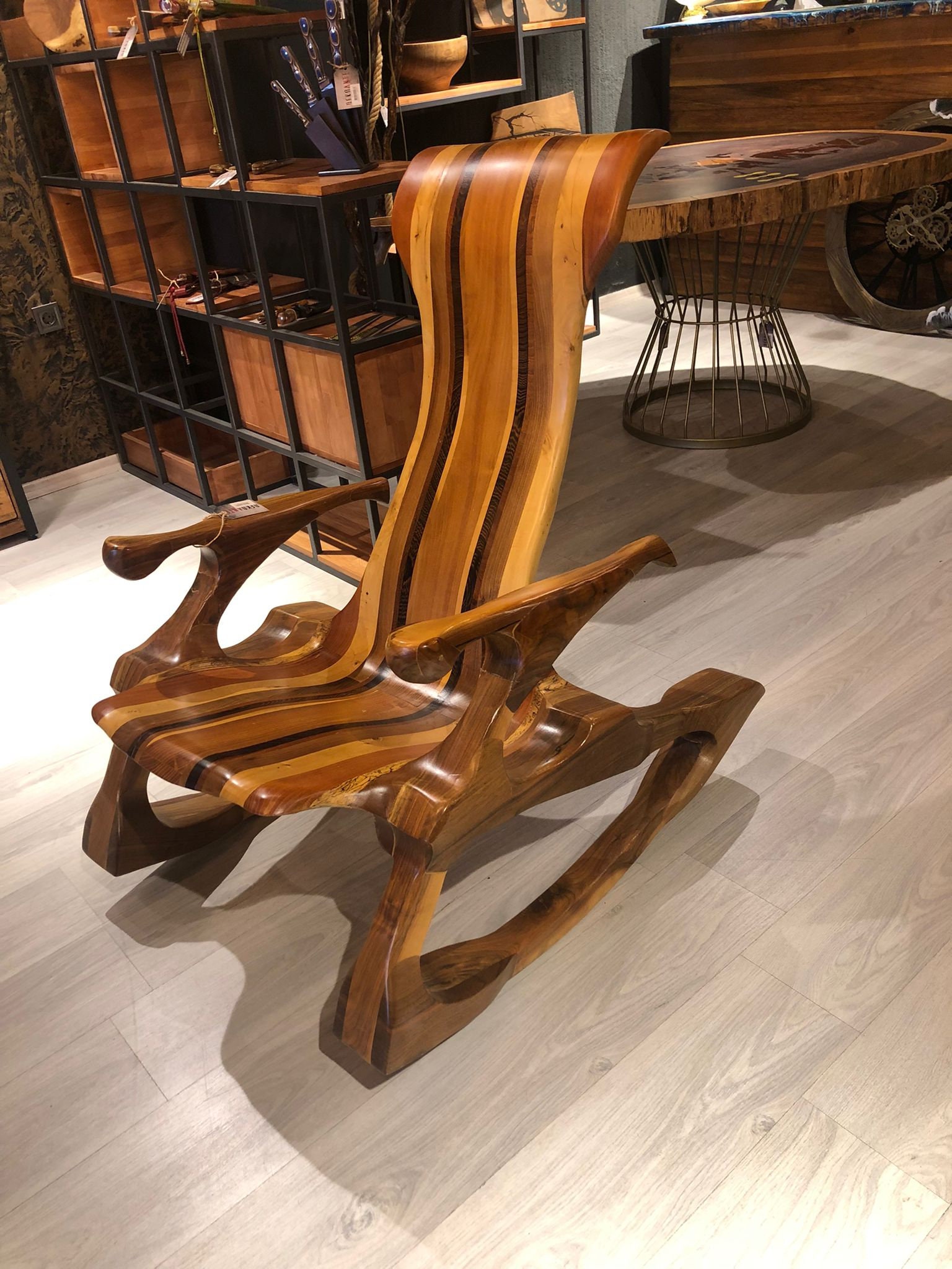 Rocking folding Chair Wood wooden Vintage Handmade handcrafted Chair Unique Indoor or Outdoor Chair Modern Launge Chair Living Room Chair Etsy
