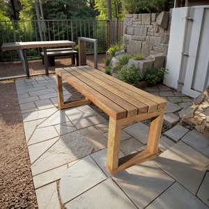 Wood Garden Bench, Wooden Outdoor Patio Furniture, Patio Wise Classic Disassembled Solid Bench, Rustic Farmhouse, Wood Park Bench