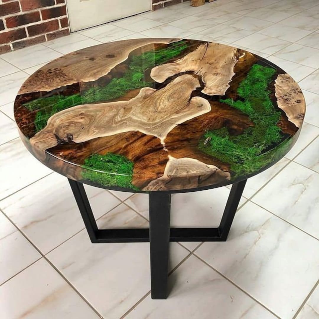Coffee/side/end Table Wood Raund/epoxy Resin Live Edge Rustic