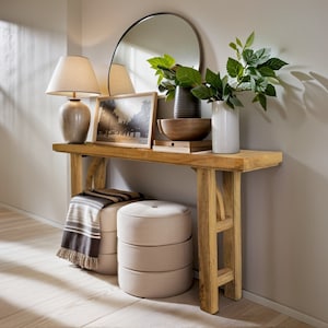 Console Table, Unique Rustic/Reclaimed Wood, Custom Farmhouse Hallway Sofa Entrway Wooden Solid Foyer Dresser Entry Table Gift for Women/Her image 3