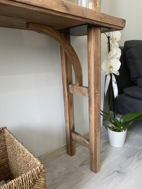 Bleached wood console hotsell table