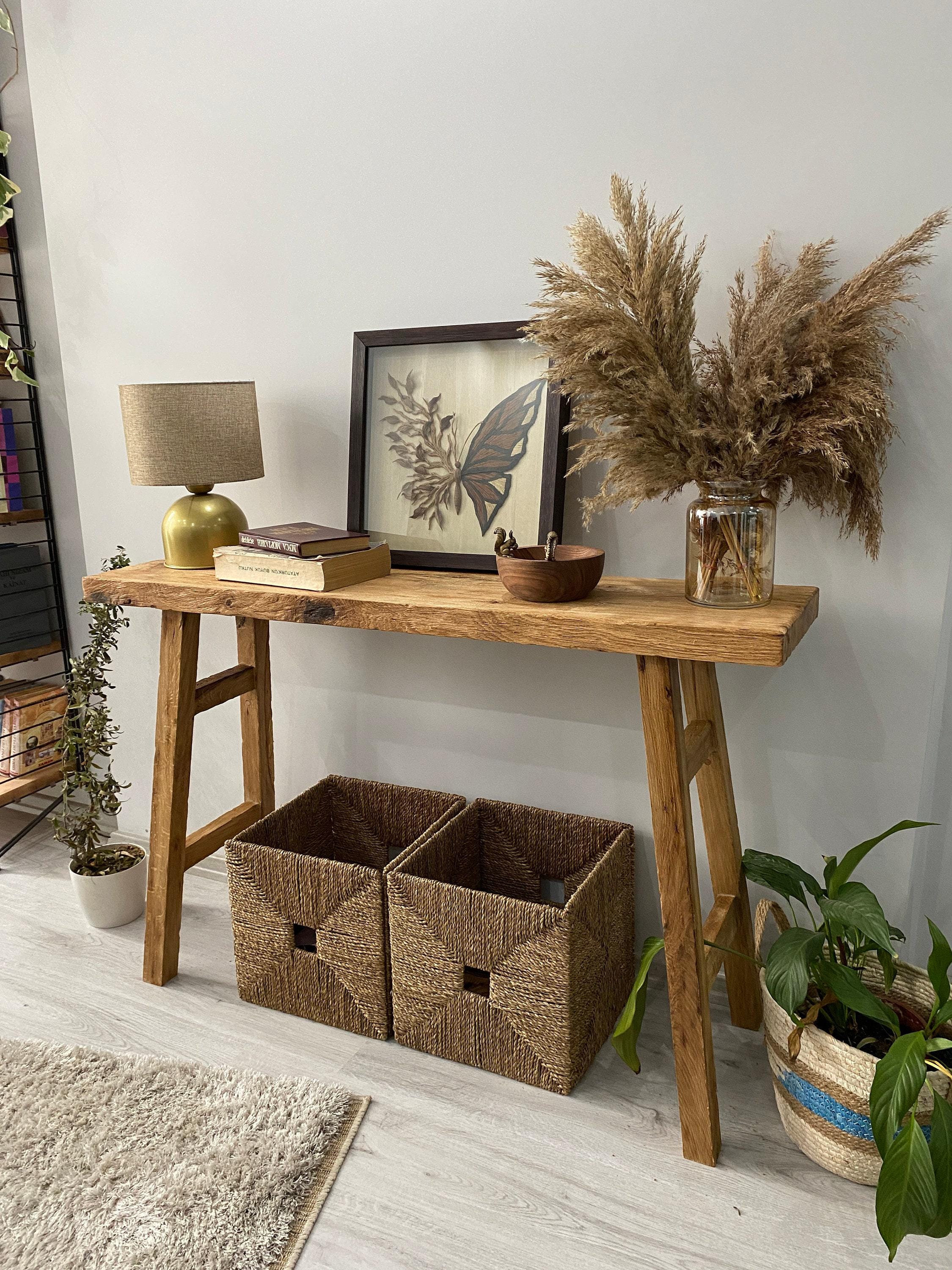 Console Table, Unique Rustic/Reclaimed Wood, Custom Farmhouse Hallway Sofa  Entrway Wooden Solid Foyer Dresser Entry Table Gift for Women/Her, image size:2250x3000