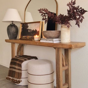 Console Table, Unique Rustic/Reclaimed Wood, Custom Farmhouse Hallway Sofa Entrway Wooden Solid Foyer Dresser Entry Table Gift for Women/Her image 1