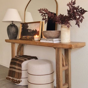 Console Table, Unique Rustic/Reclaimed Wood, Custom Farmhouse Hallway Sofa Entrway Wooden Solid Foyer Dresser Entry Table Gift for Women/Her