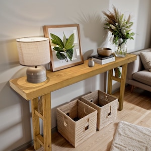 Console Table, Unique Rustic/Reclaimed Wood, Custom Farmhouse Hallway Sofa Entrway Wooden Solid Foyer Dresser Entry Table Gift for Women/Her image 4