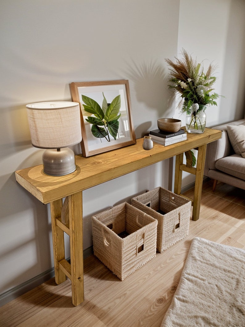 Console Table, Unique Rustic/Reclaimed Wood, Custom Farmhouse Hallway Sofa Entrway Wooden Solid Foyer Dresser Entry Table Gift for Women/Her image 4