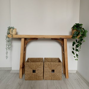 Console Table, Unique Rustic/Reclaimed Wood, Custom Farmhouse Hallway Sofa Entrway Wooden Solid Foyer Dresser Entry Table Gift for Women/Her image 8