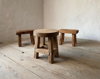 Handcrafted Rustic Barnwood Stool with Reclaimed Wood, Small Rustic Farmhouse/Vintage/Primitive Step Stool, Eco-Friendly Stool, Great Gift