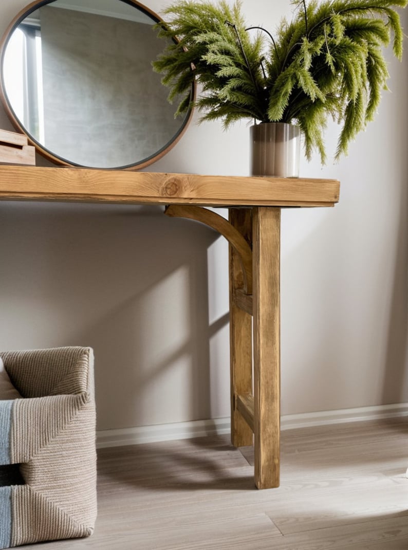 Console Table, Unique Rustic/Reclaimed Wood, Custom Farmhouse Hallway Sofa Entrway Wooden Solid Foyer Dresser Entry Table Gift for Women/Her image 5