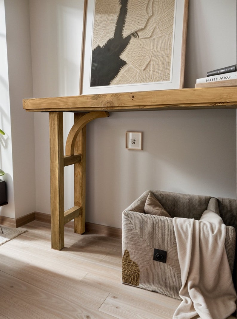 Console Table, Unique Rustic/Reclaimed Wood, Custom Farmhouse Hallway Sofa Entrway Wooden Solid Foyer Dresser Entry Table Gift for Women/Her image 6