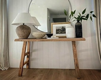 Console Table, Unique Rustic/Reclaimed Wood, Custom Farmhouse Hallway Sofa Entrway Wooden Solid Foyer Dresser Entry Table Gift for Women/Her