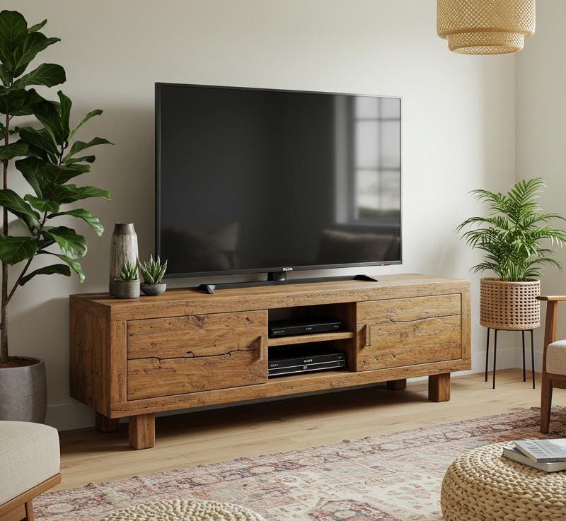 Rustic Tv Stand With Storage, Solid Wood Tv Stand, Reclaimed Wood Tv ...