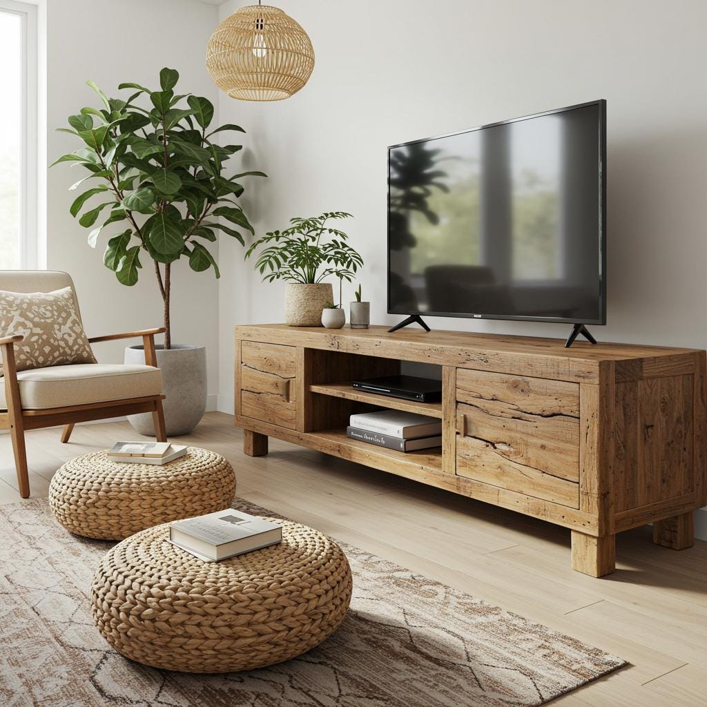 Rustic Tv Stand With Storage, Solid Wood Tv Stand, Reclaimed Wood Tv ...