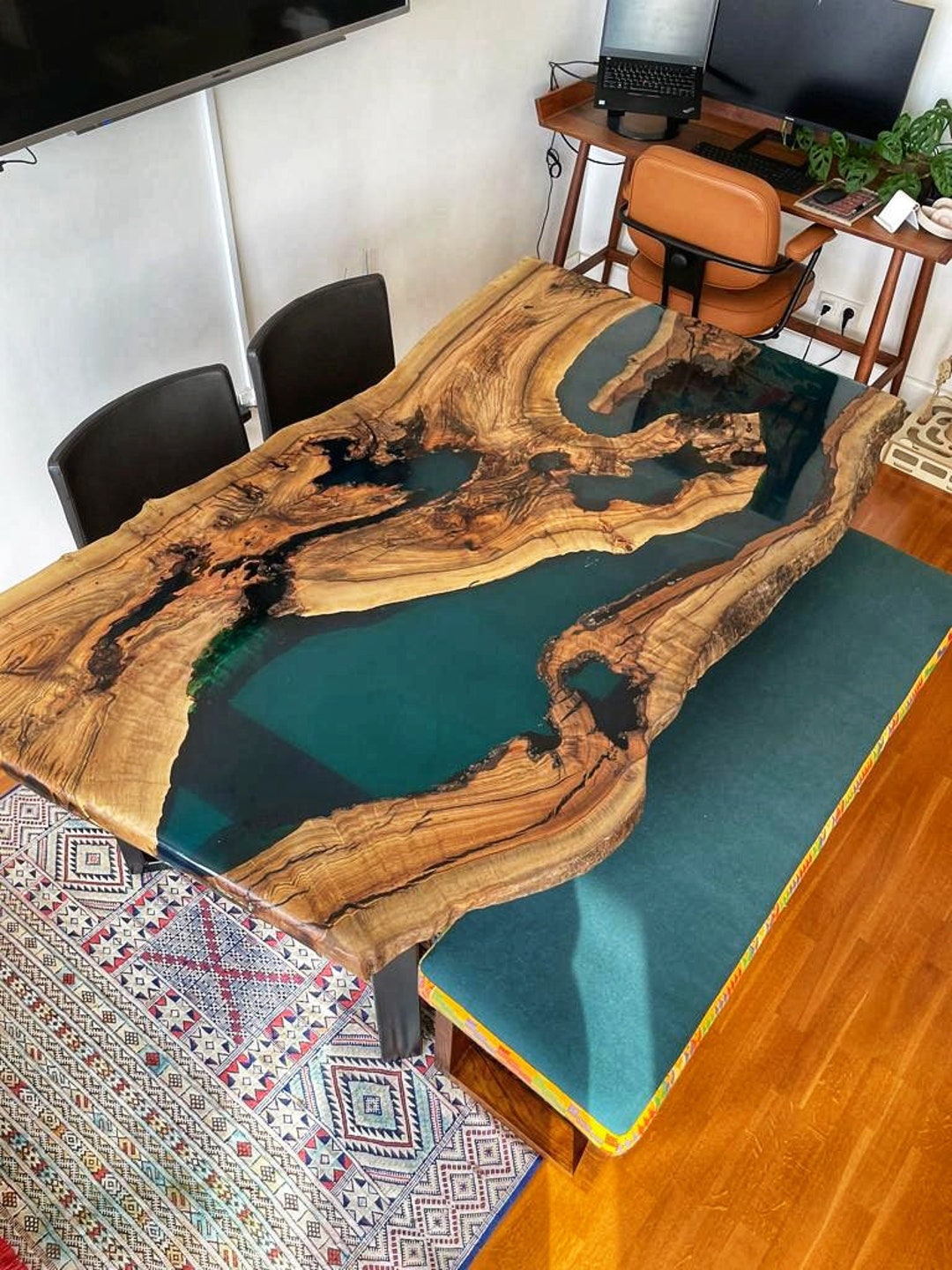  Natural Burn Wood Table Resin Black Epoxy Table Epoxy Dining  Table Coffee Table End Table Bar Counter Top Living Room Table Wall Art  Wooden Table Home Decor (Without Stand, 90 x
