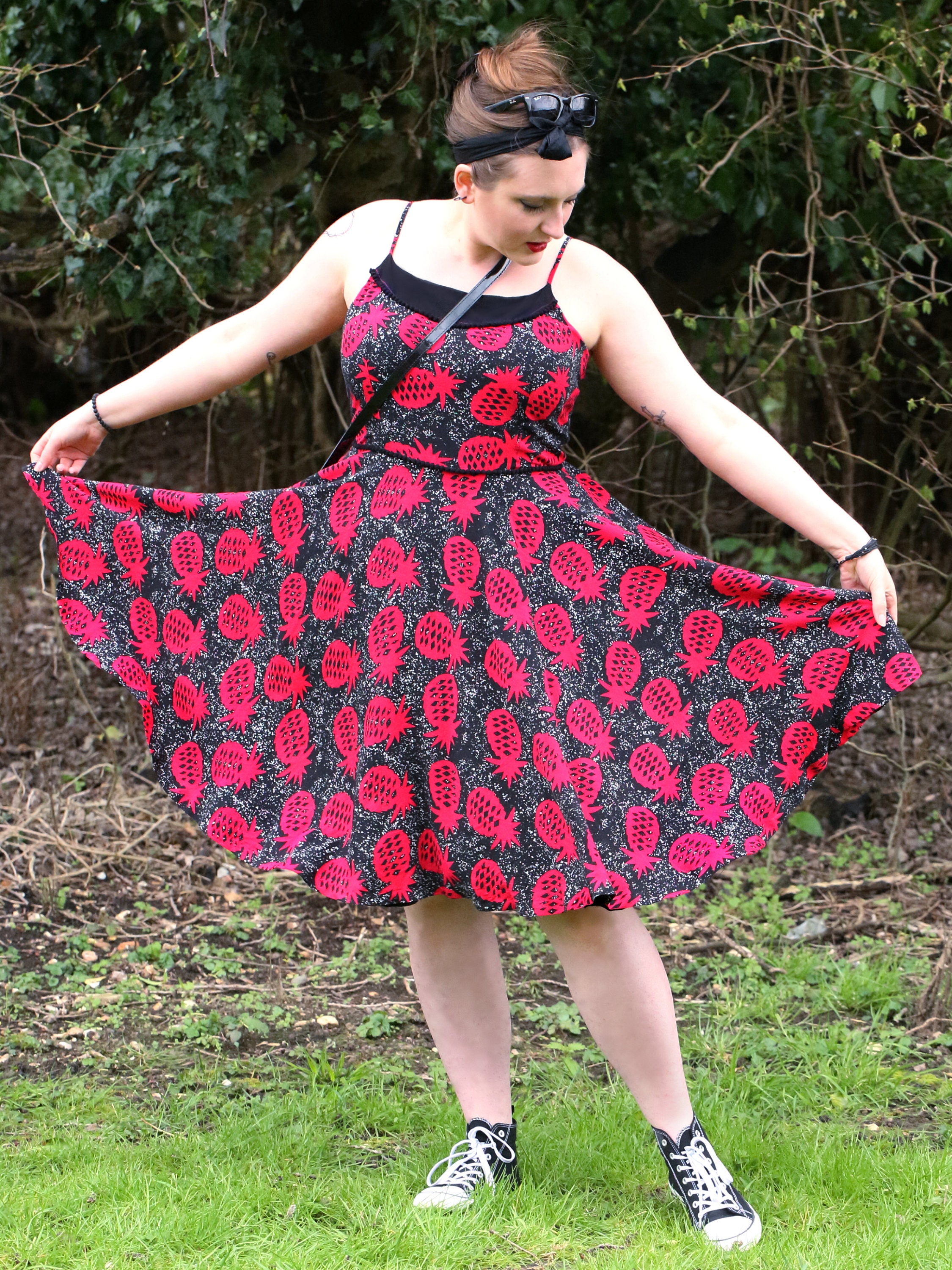 Retro Pineapple Midnight Button Front Tank Dress main image 0