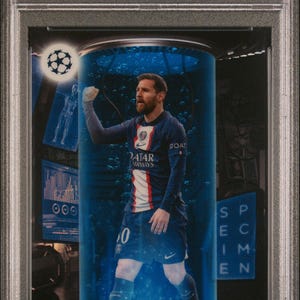 2021 22 Topps Chrome UCL Lionel Messi Blue Sapphire PSA 10