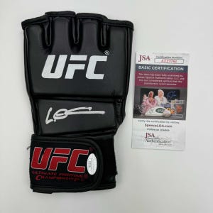 Autographed/Signed Leon Edwards Black UFC MMA Glove Ultimate Fighting JSA coa