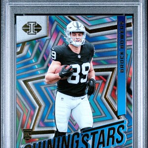 Graded 2024 Panini Illusions Brock Bowers #7 Shining Stars Rookie RC Football Card PSA 10 Gem Mint