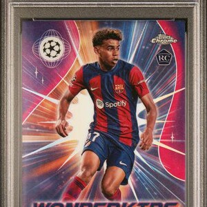 Graded 2023 Topps Chrome UCC Wonderkids Lamine Yamal #WK3 Rookie RC soccer card psa 9 mint