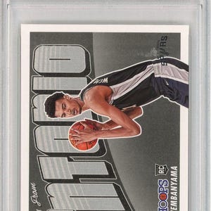 Graded 2023 Panini NBA Hoops Victor Wembanyama #1 Rookie Greetings Rookie RC Basketball Card PSA 10 Gem Mint