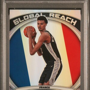 Graded 2023 Panini Prizm Victor Wembanyama #2 Global Reach Silver Rookie RC Basketball Card PSA 10 Gem Mint