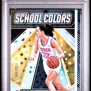 Graded 2024 Panini Caitlin Clark Collection Caitlin Clark #SC4 School Colors #/299 Rookie RC Basketball Card PSA 9 Mint