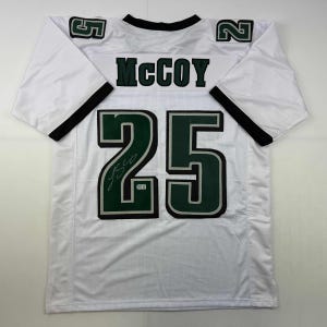 Autographed/Signed LeSean McCoy Philadelphia White Football Jersey Beckett BAS COA