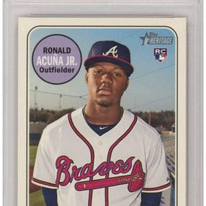 Graded 2018 Topps Heritage Ronald Acuna Jr. #580 Rookie RC Baseball Card PSA 10 Gem Mint