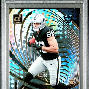 Graded 2024 Panini Donruss Brock Bowers #VORBBO Vortex Rookie RC Football Card PSA 10 Gem Mint
