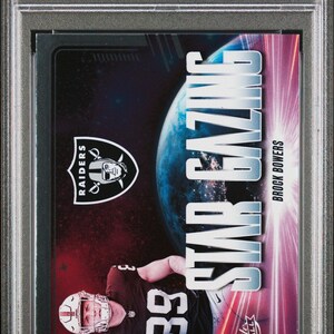Graded 2024 Panini Absolute Brock Bowers #SGBBS Star Gazing Rookie RC Football Card PSA 9 Mint