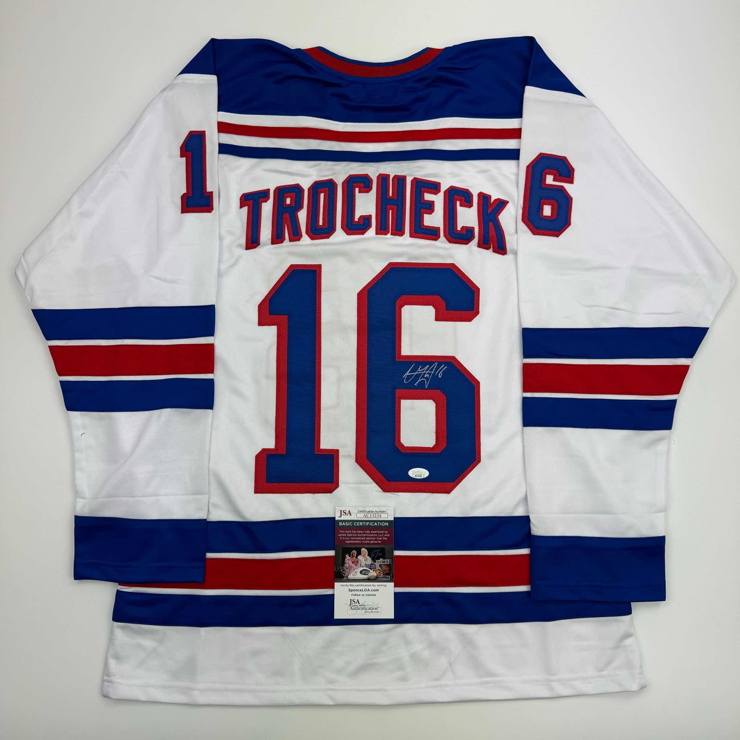 Autographed/signed Vincent Trocheck New York White Hockey Jersey