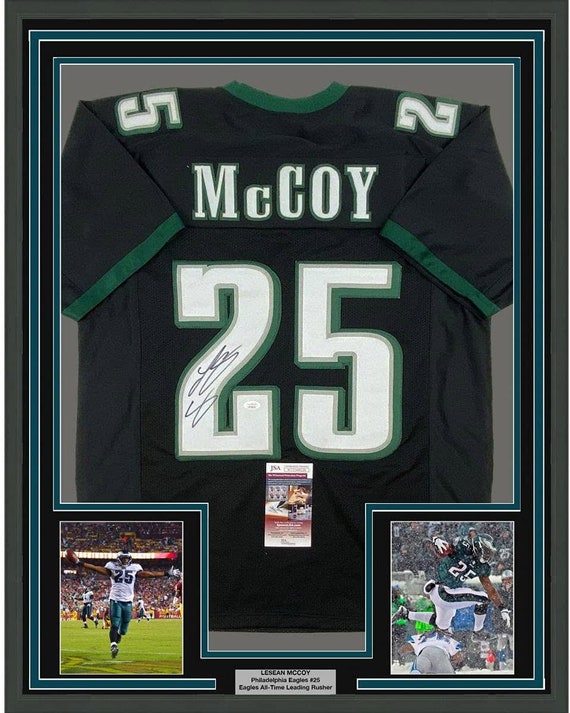 Framed Autographed signed Lesean Mccoy 35x39 Philadelphia Black Jersey JSA COA Etsy