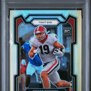 Graded 2024 Panini Prizm Draft Picks Brock Bowers #107 Silver Prizm Rookie RC Football Card PSA 10 Gem Mint