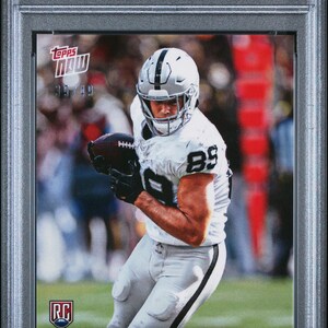 Graded 2024 Topps Now Brock Bowers #15 Blue /49 Rookie RC Football Card PSA 9 Mint